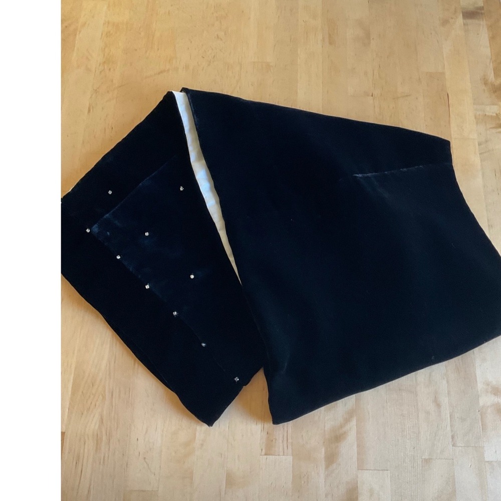 Black Velvet Rhinestone Wrap Stole Evening Shawl White Lining Formal